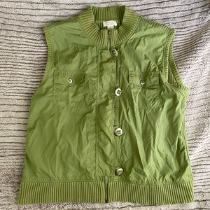 Christopher & Banks lightweight vest Size large green utility ribbed nature